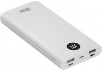Внешний аккумулятор MORE CHOICE 10000 мАч, выход: 2xUSB, USB Type-C, вход: Lightning, microUSB, USB Type-C, максимальный ток: 3 А, быстрая зарядка, индикатор заряда, PB31S White (PB31SW)