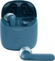 TWS гарнитура JBL беспроводные наушники с микрофоном, вкладыши, динамические излучатели, Bluetooth, 20-20000 Гц, импеданс: 32 Ом, работа от аккумулятора до 5 ч, Tune 225 TWS Blue, синий (JBLT225TWSBLU)