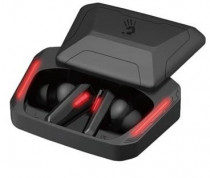 TWS гарнитура A4TECH беспроводные наушники с микрофоном, затычки, динамические излучатели, Bluetooth, 20-20000 Гц, импеданс: 16 Ом, работа от аккумулятора до 6 ч, чёрный, красный (Bloody M70 Black/Red)