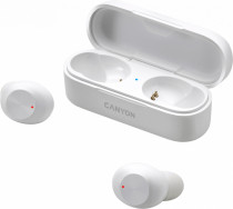 TWS гарнитура CANYON беспроводные наушники с микрофоном, вкладыши, динамические излучатели, Bluetooth, работа от аккумулятора до 4 ч, White, белый (CNE-CBTHS1W)