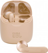 TWS гарнитура JBL беспроводные наушники с микрофоном, вкладыши, динамические излучатели, Bluetooth, 20-20000 Гц, импеданс: 32 Ом, работа от аккумулятора до 5 ч, Tune 225 TWS Gold, золотой (JBLT225TWSGLD)