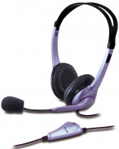 Гарнитура GENIUS проводные наушники с микрофоном, накладные, mini jack 3.5 мм, 20-20000 Гц, регулятор громкости, HS-04S Single jack, фиолетовый (31710156101)