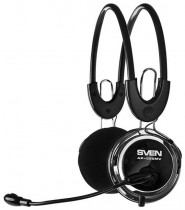 Гарнитура SVEN проводные наушники с микрофоном, накладные, mini jack 3.5 мм, 20-20000 Гц, импеданс: 32 Ом, регулятор громкости, AP-525MV, чёрный (SV-0410525MV)
