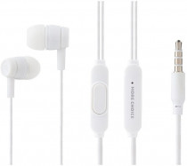 Гарнитура MORE CHOICE проводные наушники с микрофоном, затычки, динамические излучатели, mini jack 3.5 мм, G32 White, белый (G32W)
