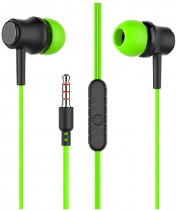 Гарнитура MORE CHOICE проводные наушники с микрофоном, затычки, динамические излучатели, mini jack 3.5 мм, G36 Green, зелёный (G36G)