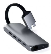 Док-станция SATECHI USB Type-C Dual Multimedia Adapter для Macbook с двумя портами USB-C (2018-2020 MacBook Pro, 2018-2020 MacBook Air and 2018 Mac Mini). Цвет серый космос. Type-C Dual Multimedia Adapter - Space Gray (ST-TCDMMAM)