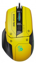 Мышь A4TECH проводная, оптическая, 10000 dpi, USB, жёлтый, чёрный (Bloody W70 Max Punk)