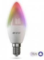 Умная лампа HIPER Smart LED bulb LED Wi-Fi/Е14/Candle C37/Регулируемая яркость и цвет/6Вт/2700К-6500К/520 лм/ (IOT C1 RGB)