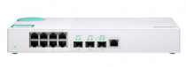 Коммутатор QNAP неуправляемый, 11 портов, 8 x Ethernet 1 Гбит/с, 3 uplink/стек/SFP (до 1 Гбит/с), настольный (QSW-308-1C)