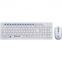 Клавиатура + мышь DEFENDER беспроводные, радиоканал, цифровой блок, USB, Skyline 895 Nano White, белый (45895)