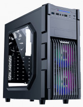 Корпус GAMEMAX Midi-Tower, без БП, с окном, подсветка, 2xUSB 3.0, GM-ONE, чёрный (GM-ONE FRGB)