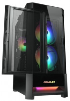 Корпус COUGAR Midi-Tower, без БП, с окном, подсветка, 1xUSB 2.0, 2xUSB 3.0, CGR-5ZD1B-RGB, чёрный (Duoface RGB)