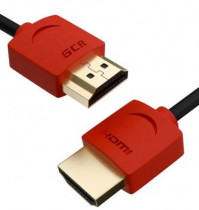 Кабель GREENCONNECT SLIM 3.0m HDMI 2.0, красные коннекторы Slim, OD3.8mm, HDR 4:2:2, Ultra HD, 4K 60 fps 60Hz, 3D, AUDIO, 18.0 Гбит/с, 32/32 AWG, (GCR-51601)