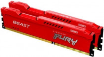 Комплект памяти KINGSTON 16 Гб, 2 модуля DDR-3, 15000 Мб/с, CL10, 1.5 В, радиатор, 1866MHz, Fury Beast Red, 2x8Gb KIT (KF318C10BRK2/16)