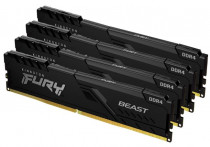 Комплект памяти KINGSTON 64 Гб, 4 модуля DDR-4, 21300 Мб/с, CL16, 1.2 В, XMP профиль, радиатор, 2666MHz, Fury Beast Black, 4x16Gb KIT (KF426C16BB1K4/64)