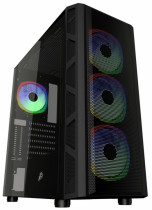 Корпус 1STPLAYER Full-Desktop, без БП, с окном, подсветка, 2xUSB 2.0, USB 3.0, FIREBASE XP-E, чёрный (XP-E-4F1)