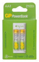 Зарядное устройство GP + Аккумулятор PowerBank AA/AAA NiMH 2100mAh (2шт) (E211210AAHC-2CRB2)