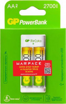 Зарядное устройство GP + Аккумулятор PowerBank Е211 AA/AAA NiMH 2100mAh (4шт) коробка (E211210/80-2CRB4 WARFACE /1)