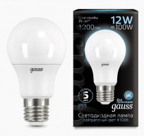 Лампа GAUSS Светодиодная LED A60 шар 12W E27 1200lm 4100K 1/10/50 (102502212)