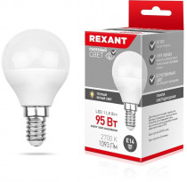 Лампа REXANT светодиодная Шарик (GL) 11,5 Вт E14 1093 лм 2700 K теплый свет (604-041)