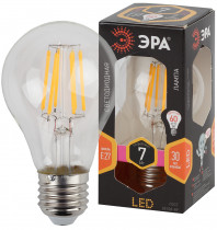 Лампа ЭРА Светодиодная груша F-LED A60-7W-827-E27 (филамент, груша, 7Вт, тепл, Е27) (Б0043432)