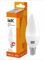 Лампа IEK светодиодная ECO C35 свеча 5Вт 230В 3000К E14 (LLE-C35-5-230-30-E14)