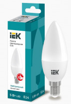 Лампа IEK светодиодная ECO C35 свеча 5Вт 230В 4000К E14 (LLE-C35-5-230-40-E14)