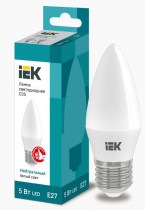 Лампа IEK светодиодная ECO C35 свеча 5Вт 230В 4000К E27 (LLE-C35-5-230-40-E27)