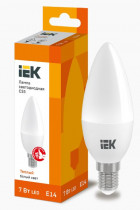Лампа IEK светодиодная ECO C35 свеча 7Вт 230В 3000К E14 (LLE-C35-7-230-30-E14)