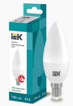 Лампа IEK светодиодная ECO C35 свеча 7Вт 230В 4000К E14 (LLE-C35-7-230-40-E14)