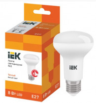 Лампа IEK светодиодная ECO R63 рефлектор 8Вт 230В 3000К E27 (LLE-R63-8-230-30-E27)