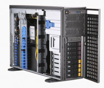 Серверная платформа SUPERMICRO Tower/4U, 2xLGA4189, iC621A, 16xDDR4, 8x3.5 SATA/NVME, 2xM.2 PCIE 22110, 6x PCIEx16, 2x10GbE, IPMI, 2x2200W, black (SYS-740GP-TNRT)