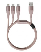 Кабель ZMI 3 in 1 зарядный USB Lightning/Micro/Type-C Xiaomi (Mi) SOLOVE 120 см 5V 2,4А нейлоновая оплетка , техпак розовый (DW2 Pink)