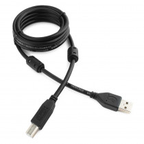 Кабель CABLEXPERT USB 2.0 Pro (1.8м, AM/BM, экран, 2 феррит.кольца, черный, пакет) (CCF2-USB2-AMBM-6)