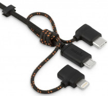 Кабель MOSHI Универсальный зарядный 3 в 1 Universal Cable. Разъемы Lightning, USB-C и Micro USB. Длина 1 м. Цвет черный.Универсальный зарядный 3 в 1 Universal Cable. Разъемы Lightning, USB-C и Micro USB. Длина 1 м. (99MO023047)
