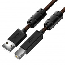 Кабель GREENCONNECT GCR для Принтера, МФУ PROF 1.5m USB 2.0, AM/BM, черный, ферр кольца, 28/24 AWG, экран, армир, морозост (UPC10) (GCR-52078)