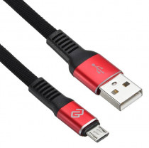 Кабель DIGMA USB (m)-micro USB (m) 1.2м черный/красный плоский (MICROUSB-1.2M-FLAT-BLKR)
