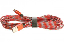 Кабель PERFEO USB2.0 A вилка - Micro USB вилка, красно-белый, длина 3 м. (U4804)