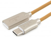 Кабель CABLEXPERT USB 2.0 AM/Type-C, серия Platinum, длина 1м, золотой, блистер (CC-P-USBC02Gd-1M)
