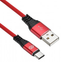 Кабель DIGMA USB (m)-USB Type-C (m) 1.2м красный (TYPE-C-1.2M-BRAIDED-R)
