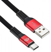 Кабель DIGMA USB (m)-USB Type-C (m) 1.2м черный/красный плоский (TYPE-C-1.2M-FLAT-BLK)