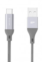 Кабель SILICON POWER Type-C-USB для зарядки и синхронизации 1м, нейлон, Gray (SP1M0ASYLK30AC1G)