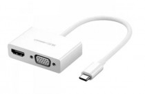 Адаптер UGREEN переходник MM123 (30843) USB Type C to HDMI + VGA Converter. Цвет: белый MM123 (30843) USB Type C to HDMI + VGA Converter - White (30843_)