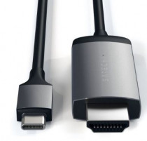 Кабель SATECHI USB Type-C to HDMI 4K. Поддержка разрешения 4K. Длина 1,8 м. Цвет серый космос. Aluminum Type-C to HDMI Cable 4K 60Hz (ST-CHDMIM)