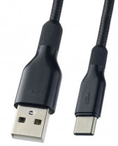 Кабель PERFEO USB2.0 A вилка - USB Type-C вилка, силикон, черный, длина 1 м. (U4907)