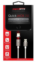 Кабель SMARTERRA USB - Lightning QuickJack 2.0 Магнитный для устройств Apple c разъемом Lightning (PVC,белый) (194493)