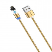 Кабель MORE CHOICE Smart USB 2.4A для Lightning 8-pin Magnetic K61Si нейлон 1м (Gold) (K61SIG)