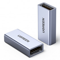 Переходник UGREEN адаптер US381 (20119) USB3.0 A/F to A/F Adapter Aluminum Case. Цвет: серый US381 (20119) USB3.0 A/F to A/F Adapter Aluminum Case - Silver (20119_)