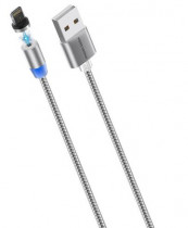 Кабель MORE CHOICE Smart USB 2.4A для Lightning 8-pin Magnetic K61Si нейлон 1м (Dark Grey) (K61SIDG)