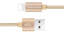 Кабель MORE CHOICE USB 2.0A для Lightning 8-pin K11i нейлон 1м (Gold) (K11IG)